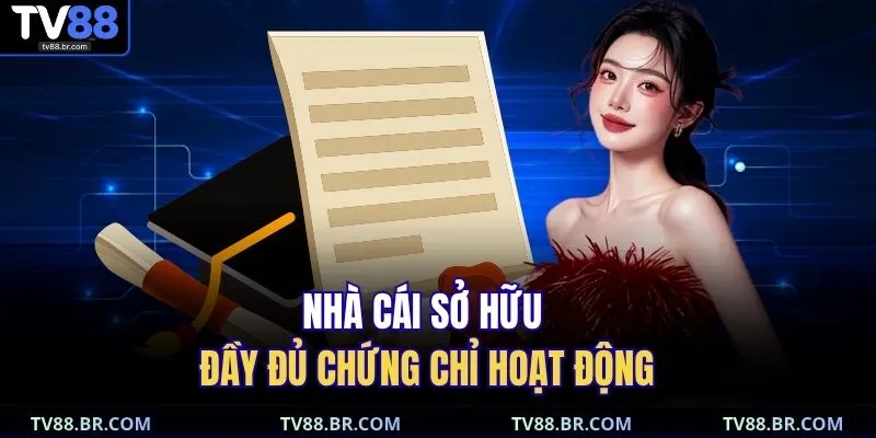 Nhà cái sở hữu đầy đủ chứng chỉ hoạt động 